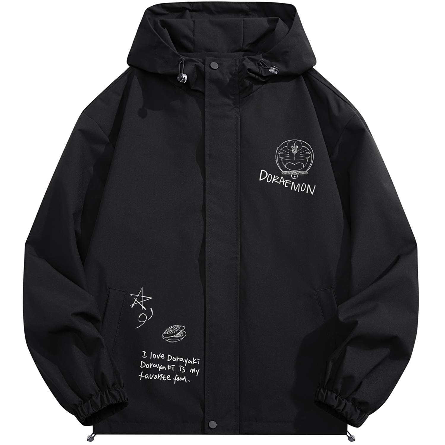 Doraemon Outdoor Waterproof Windbreaker Jacket Cartoon Print Unisex Hoodie 336690D