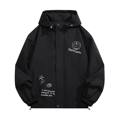 Doraemon Outdoor Waterproof Windbreaker Jacket Cartoon Print Unisex Hoodie 336690D