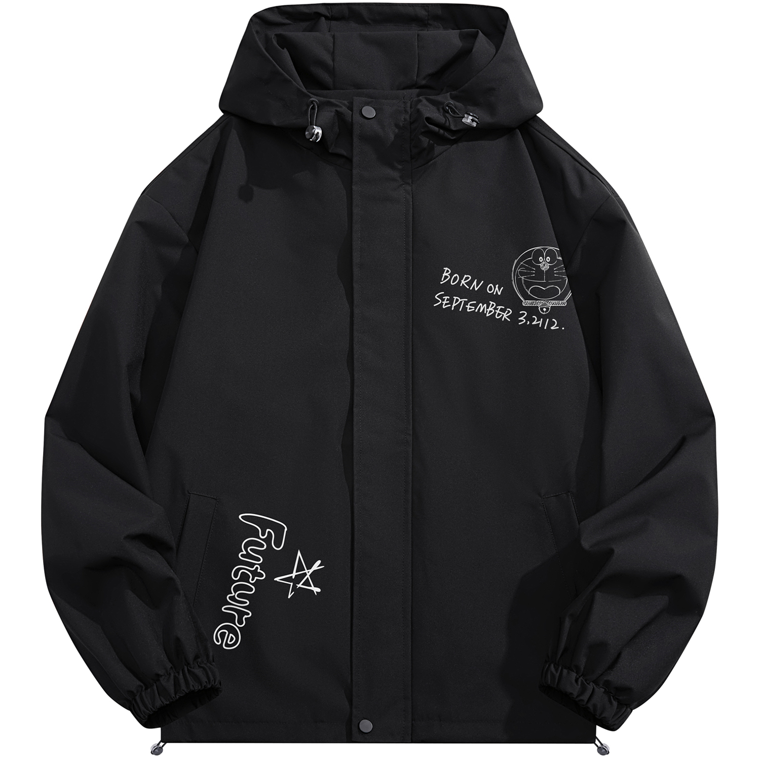 Doraemon Outdoor Waterproof Windbreaker Jacket with Cartoon Logo Unisex 336688D