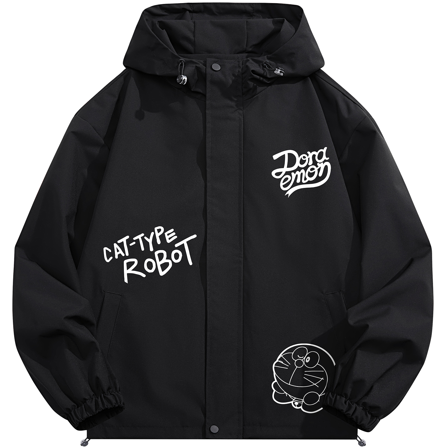 Doraemon Outdoor Windproof Waterproof Cartoon Logo Loose Hoodie Jacket Unisex 336692D