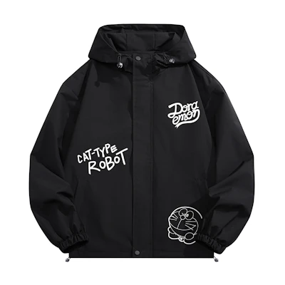 Doraemon Outdoor Windproof Waterproof Cartoon Logo Loose Hoodie Jacket Unisex 336692D