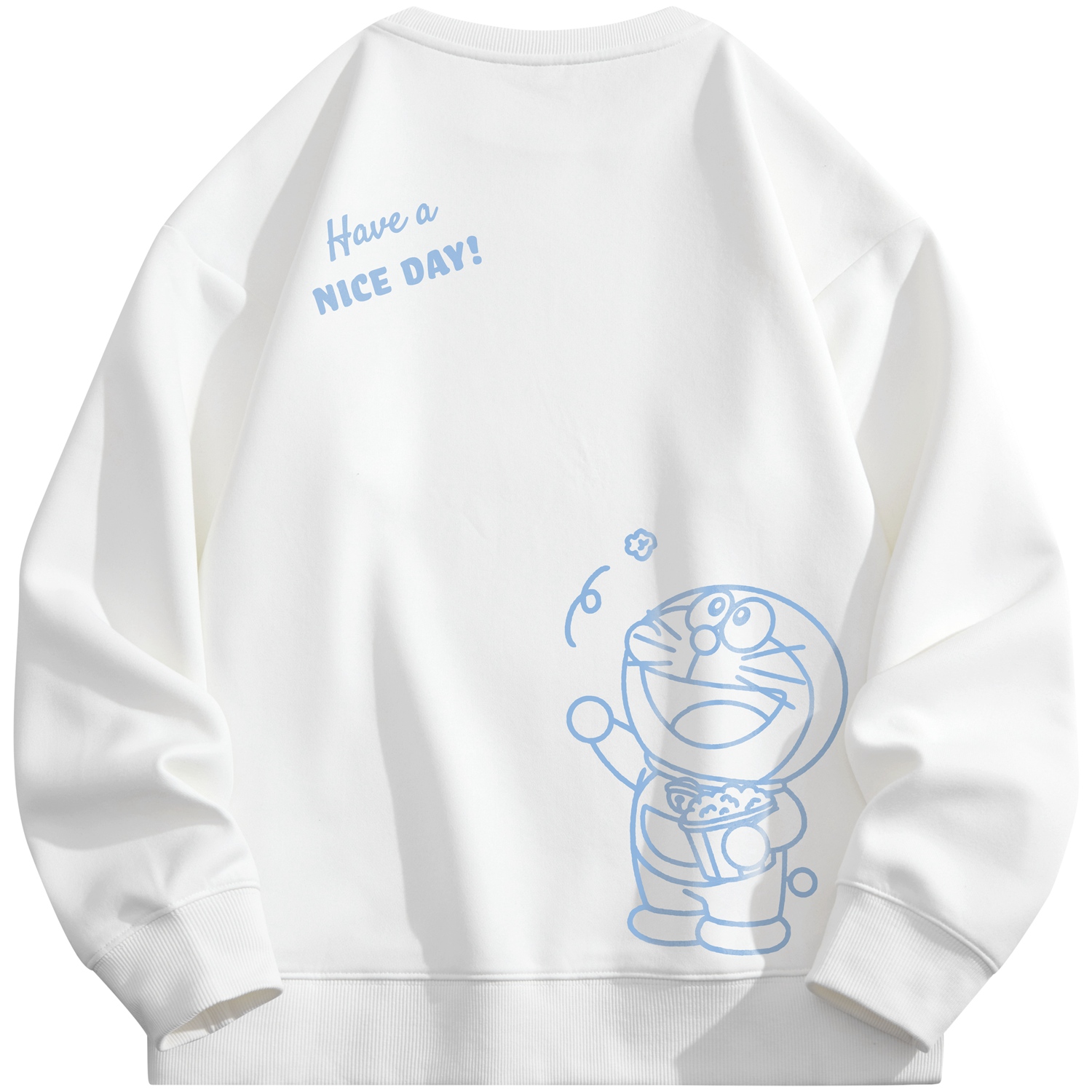 Doraemon Pure Color Cartoon Sweatshirt - Casual Loose Unisex Crewneck 336795D