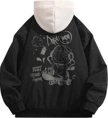 哆啦A夢 復古塗鴉連帽飛行外套 可拆式連帽 男女通用 337834D Buy 哆啦A夢 復古塗鴉連帽飛行外套 可拆式連帽 男女通用 337834D