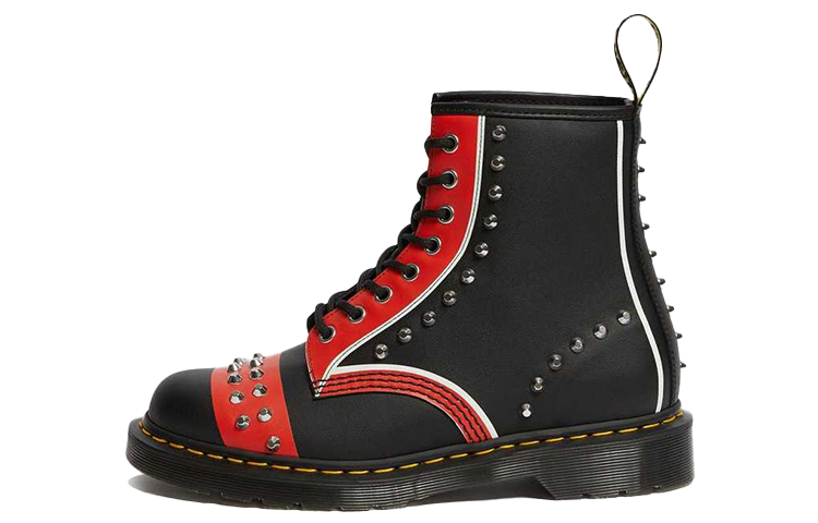 Buy Dr. Martens 1460 de Piel Tachonadas 'Negro Rojo' 25607001