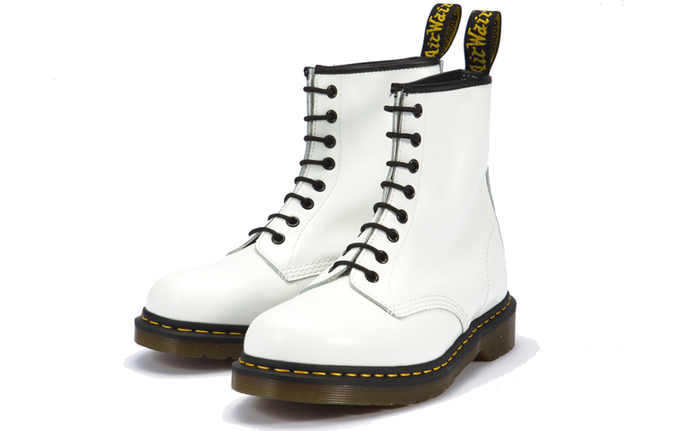 Order 馬汀博士 Dr. Martens 1460 經典8孔系帶皮革短筒馬丁靴 男女同款 白色