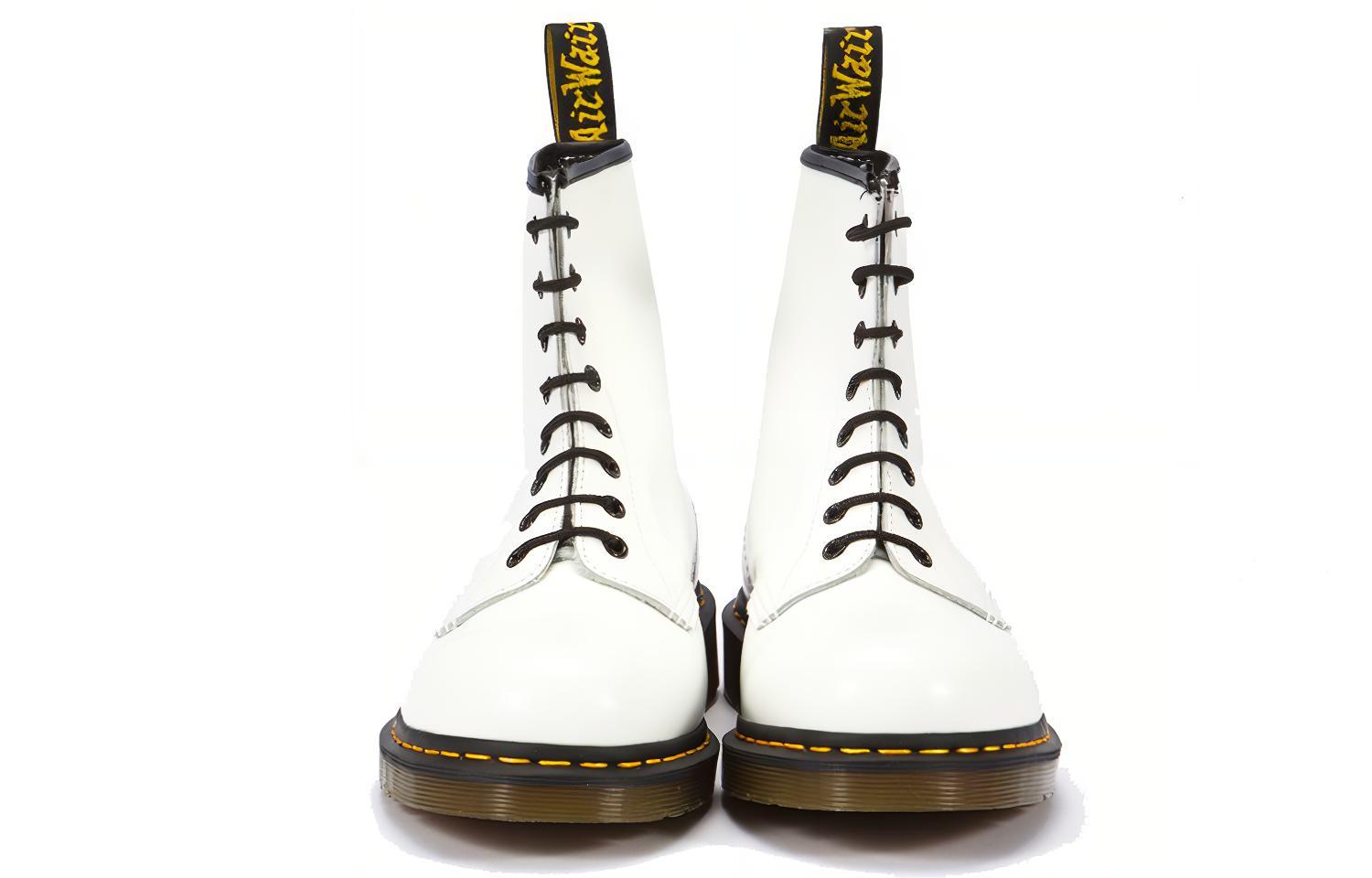 Shop 馬汀博士 Dr. Martens 1460 經典8孔系帶皮革短筒馬丁靴 男女同款 白色