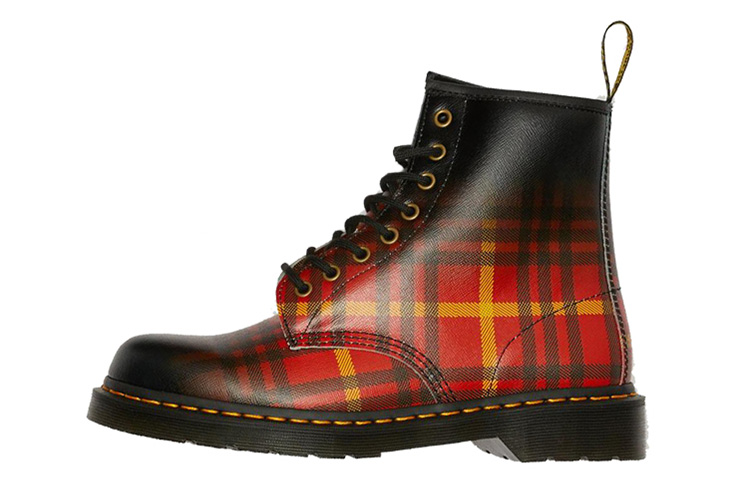 Dr. Martens 1460 Tartan Leather Boots Black/Orange/Red 25754102