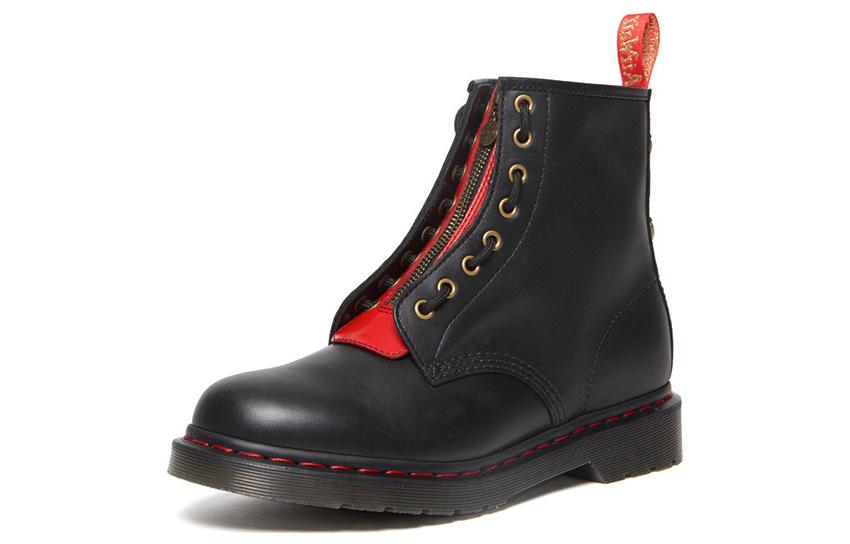 Order Dr. Martens 1460 Kulit Tahun Kelinci Sepatu Hitam Merah 30556004