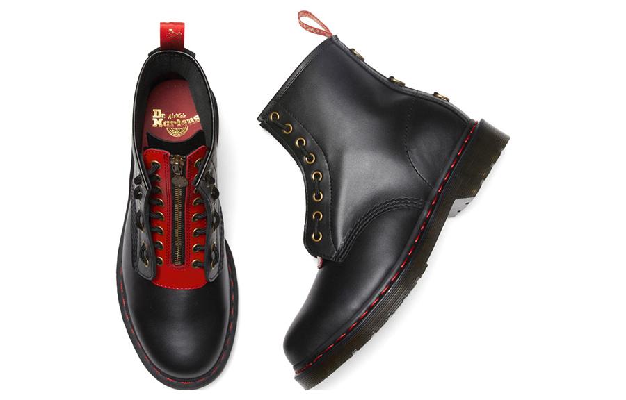 Shop Dr. Martens 1460 Kulit Tahun Kelinci Sepatu Hitam Merah 30556004