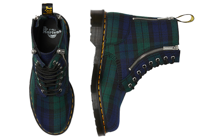 Lookbook ドクターマーチン 1460 ジップ タータン ブーツ (青緑) 26212758