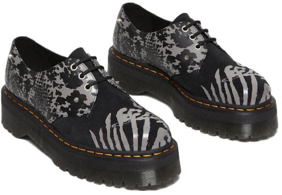 Dr. Martens 1461 Animal Clash Leather & Suede Platform Shoes 'Black Grey' 27695001 Lookbook Dr. Martens 1461 Animal Clash Leather & Suede Platform Shoes 'Black Grey' 27695001