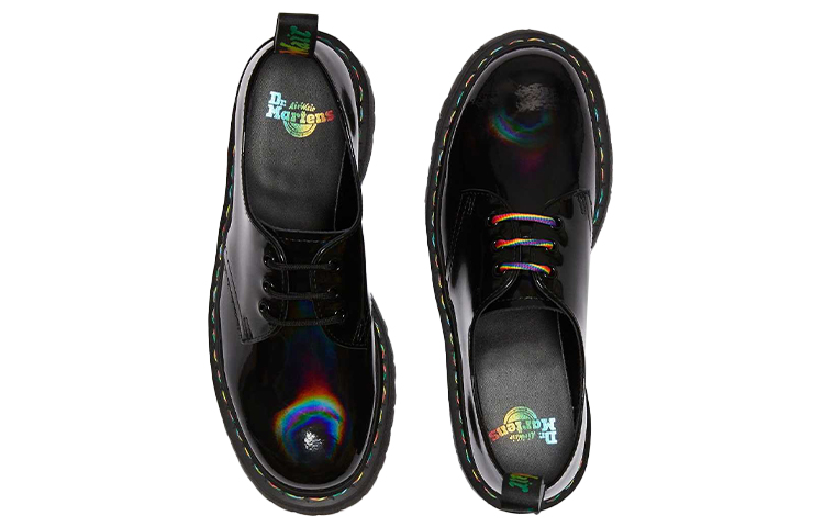 Shop 马丁大夫 1461 厚底黑彩虹漆皮鞋 25053001