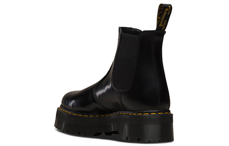 Shop Dr. Martens 2976 Bottines Chelsea Plateforme Cuir Noir Poli 24687001