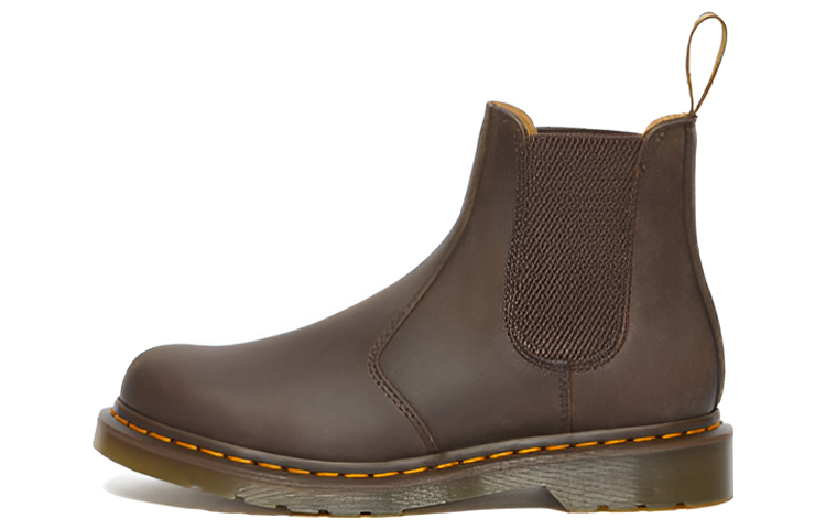 Dr. Martens 2976 Yellow Stitch Crazy Horse Leather Chelsea Boot 'Dark Brown' 27486201