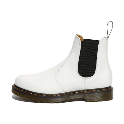 Dr. Martens 2976 Yellow Stitch Smooth Leather Chelsea Boots 'White'
