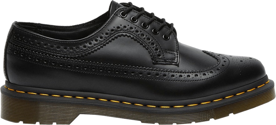 Dr. Martens 3989 Smooth Leather Brogue Black Yellow Stitch
