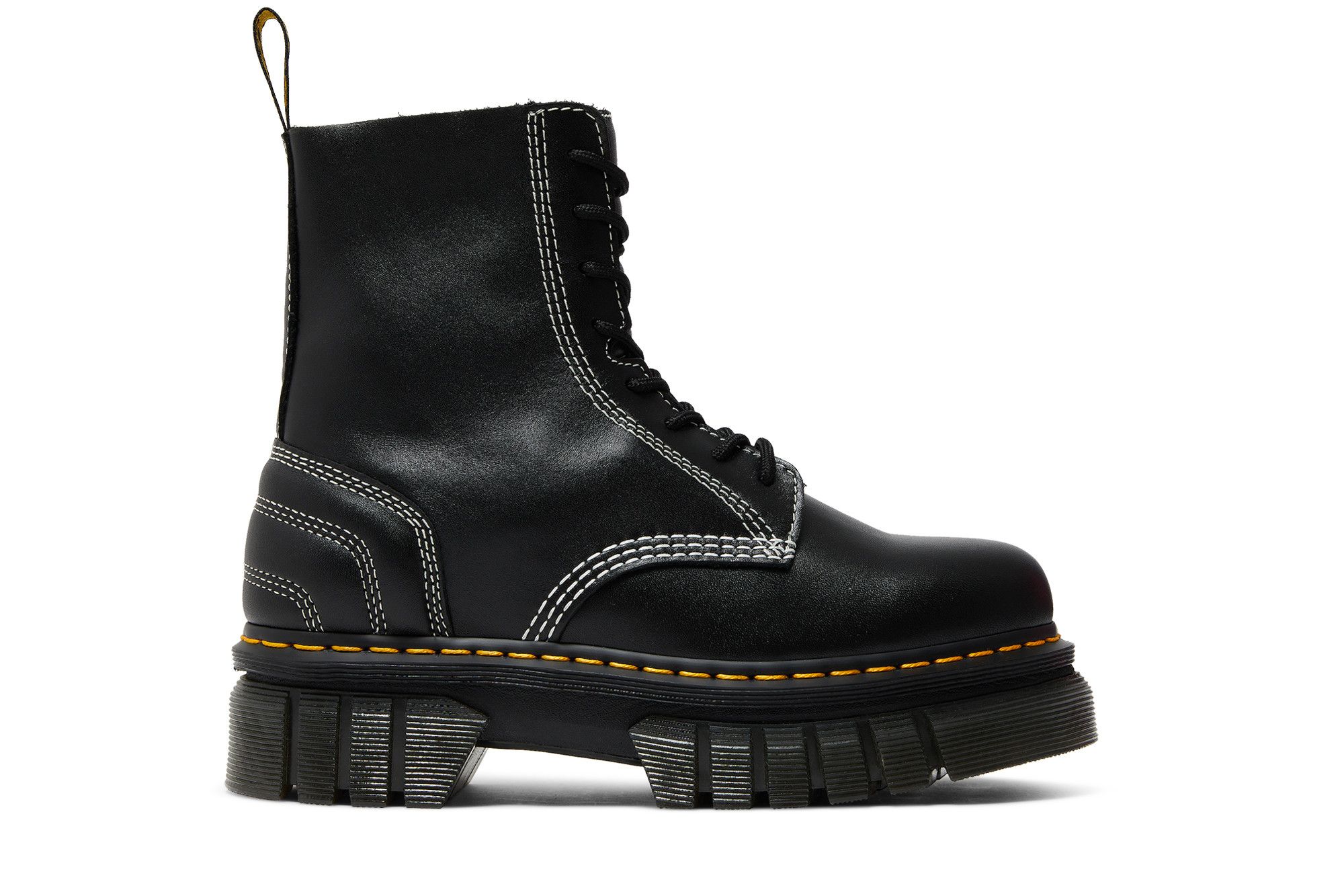 Dr. Martens Audrick Leather Platform Lace Up Boot 'White Stitch - Black' 27810001