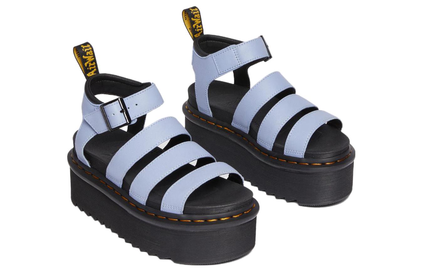 Lookbook Dr.Martens 馬汀博士 Blaire Quad Pisa 皮革 柔軟舒適透氣厚底 時尚涼拖 男女同款 湛藍