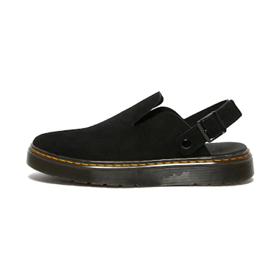Dr. Martens Carlson 'Black Suede CMFT Round Toe Sandal'