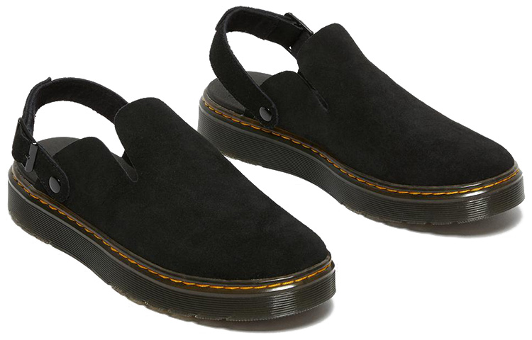 Shop Dr.Martens馬汀博士 Carlson 絨面 舒適圓頭 涼鞋 男女同款 黑色
