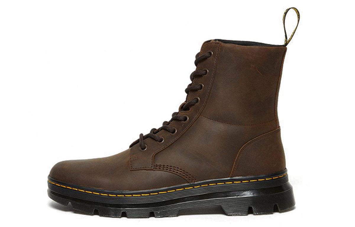 Dr. Martens Combs Leather 8 Eye Combat Boots Brown 26006207