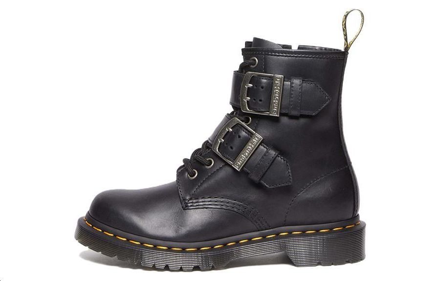 Dr. Martens Dr.Martens 1460 Buckle Pull Up Leather Lace Up Boots 'Black Silver' 31033001