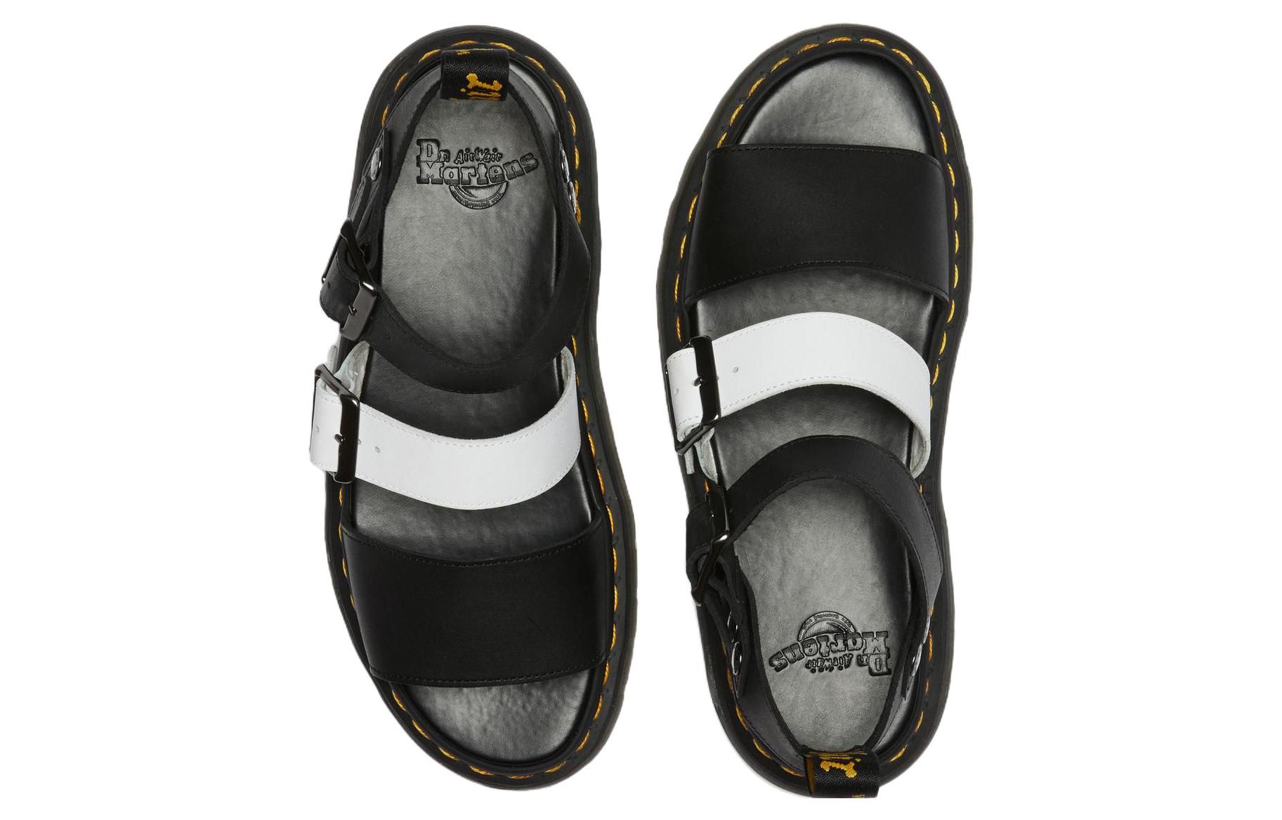 Lookbook 馬丁博士對比色皮革帶涼鞋「黑白」款 27260009