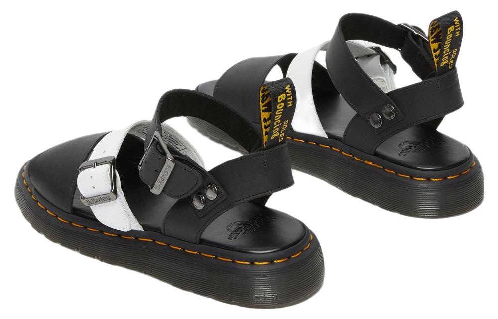 Shop 馬丁博士對比色皮革帶涼鞋「黑白」款 27260009