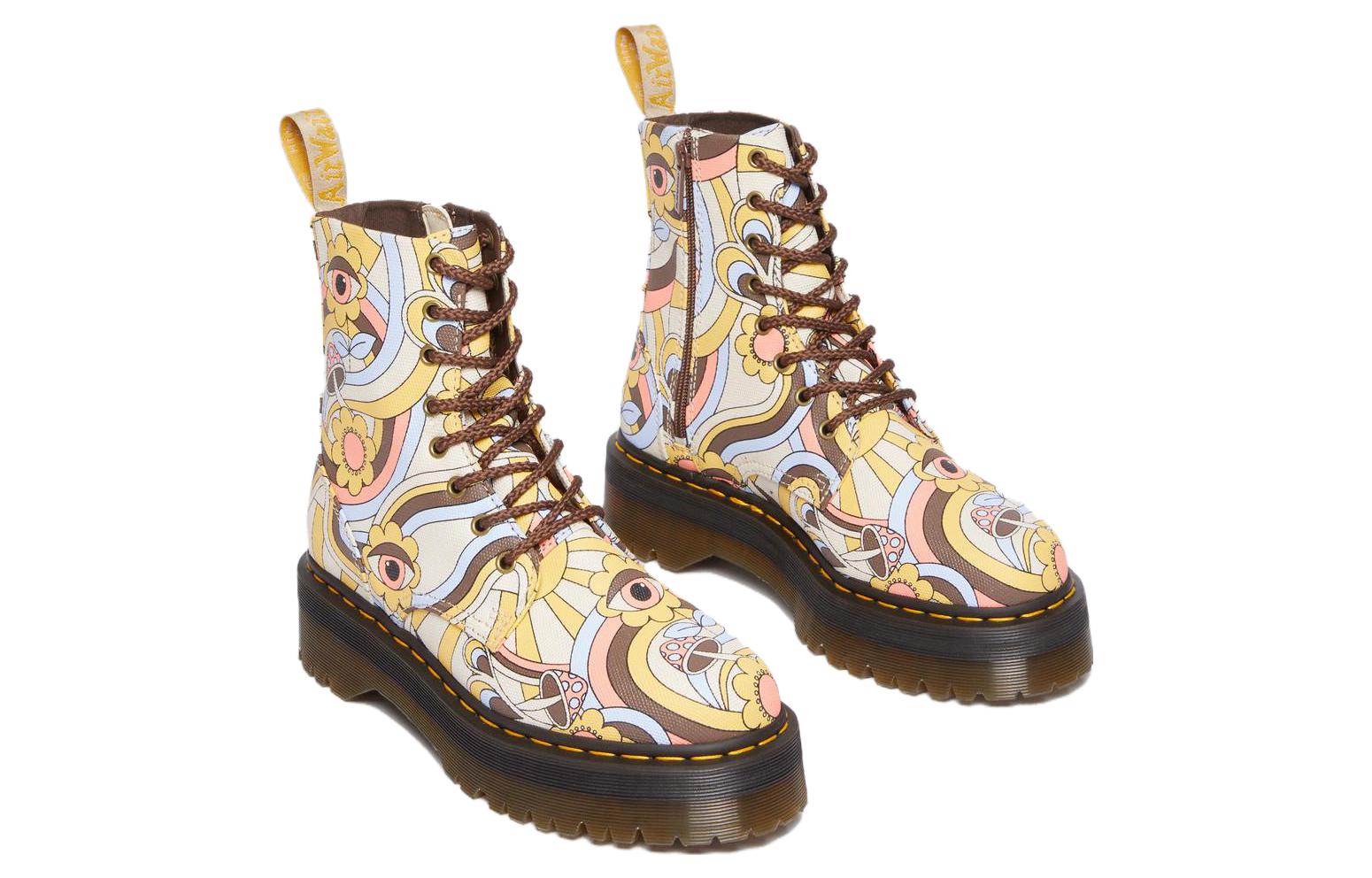 Lookbook Dr.Martens馬丁博士 JADON RETRO RAY 帆布 舒適圓頭厚底 短筒 馬丁靴 男女款 塗鴉