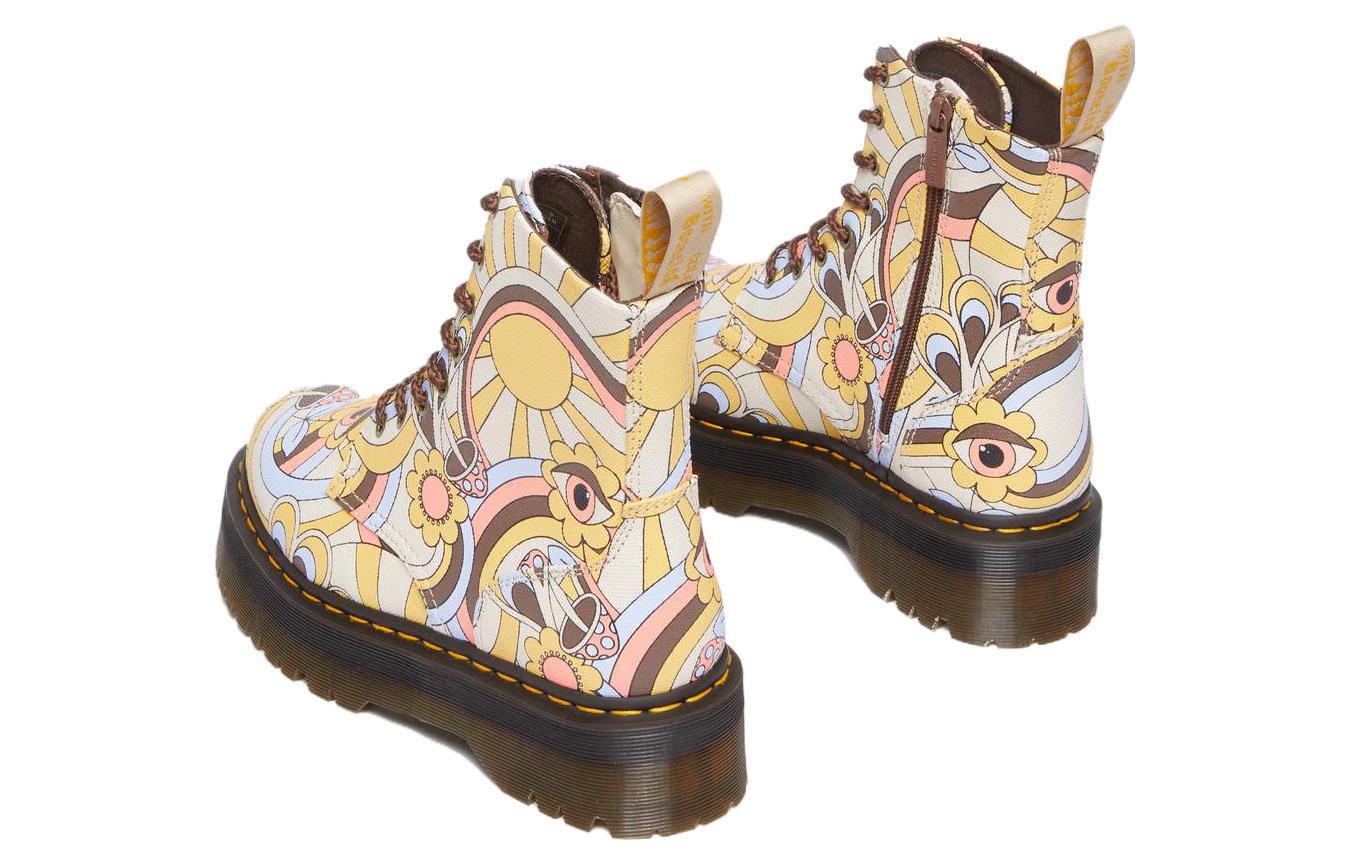 Shop Dr.Martens馬丁博士 JADON RETRO RAY 帆布 舒適圓頭厚底 短筒 馬丁靴 男女款 塗鴉