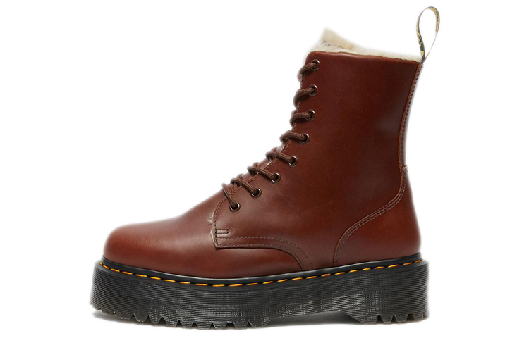 Dr. Martens Leather Mid-Top Boots with Faux Fur Lining 'Brown' 27034403