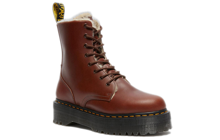 Lookbook Dr. Martens Leather Mid-Top Boots with Faux Fur Lining 'Brown' 27034403