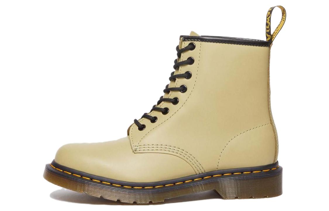 Dr. Martens Leather Plain Round Toe Lace-Up Ankle Boot 'Light Olive'