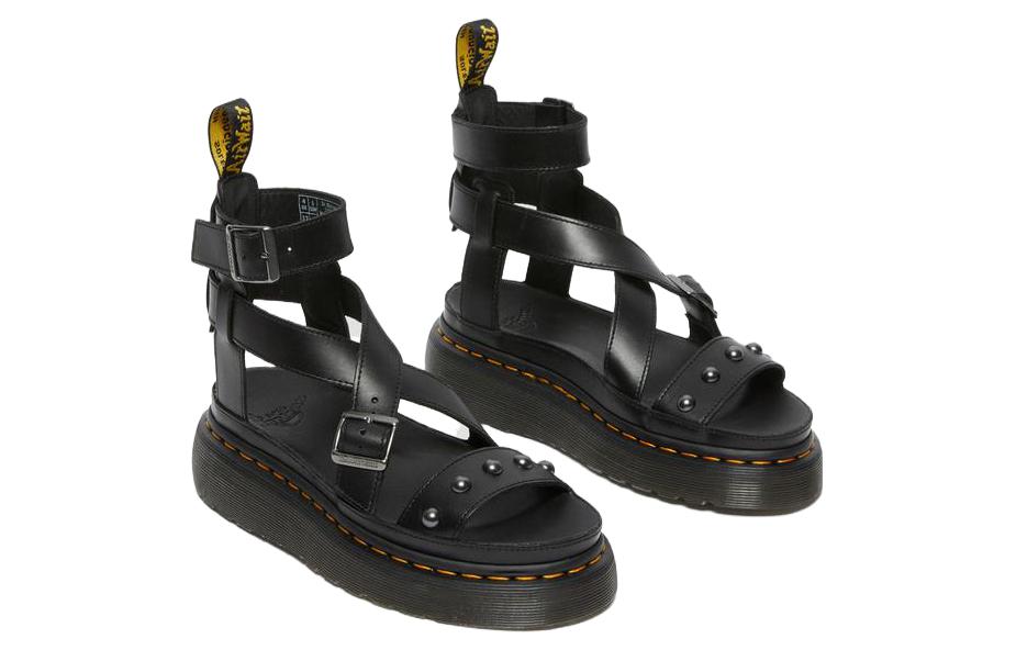 Dr. Martens Leather Platform 'Simplistic Fashion Slide Black' 圖 3