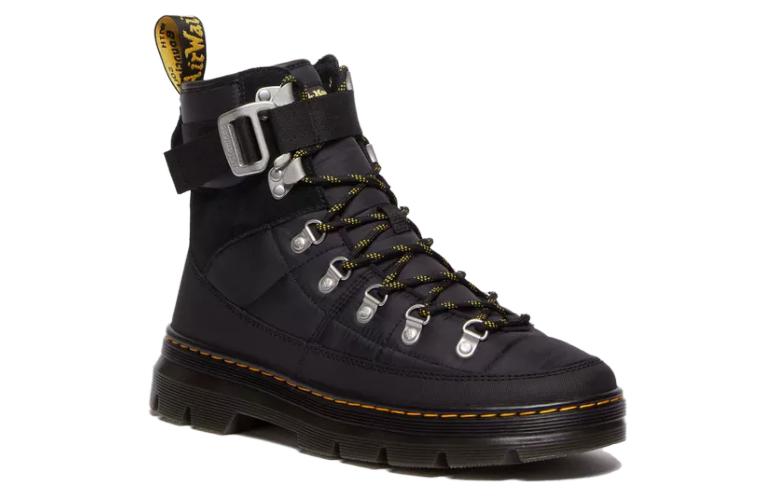 Shop Dr.Martens 馬汀博士 皮革 圓頭厚底搭扣 中筒 馬丁靴 男女同款 黑色