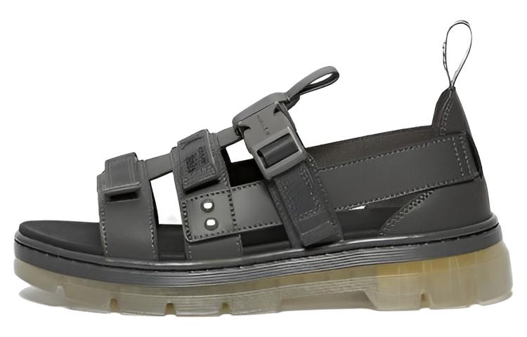 Dr. Martens Leather Sandals 'Adjustable Grey Velcro'