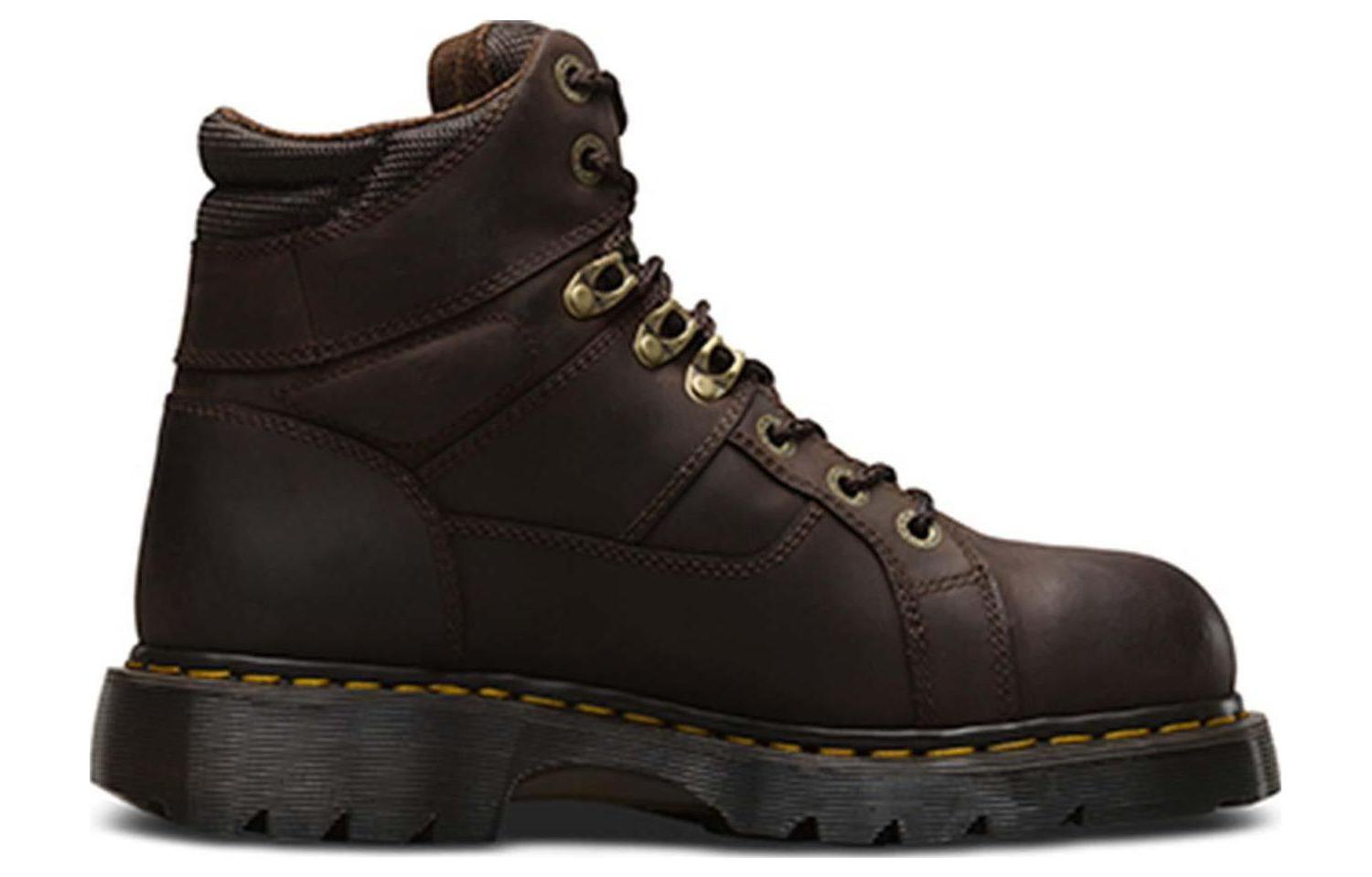 Dr. Martens Leather Steel Toe Lace-Up Short Boots 'Brown' 圖 2