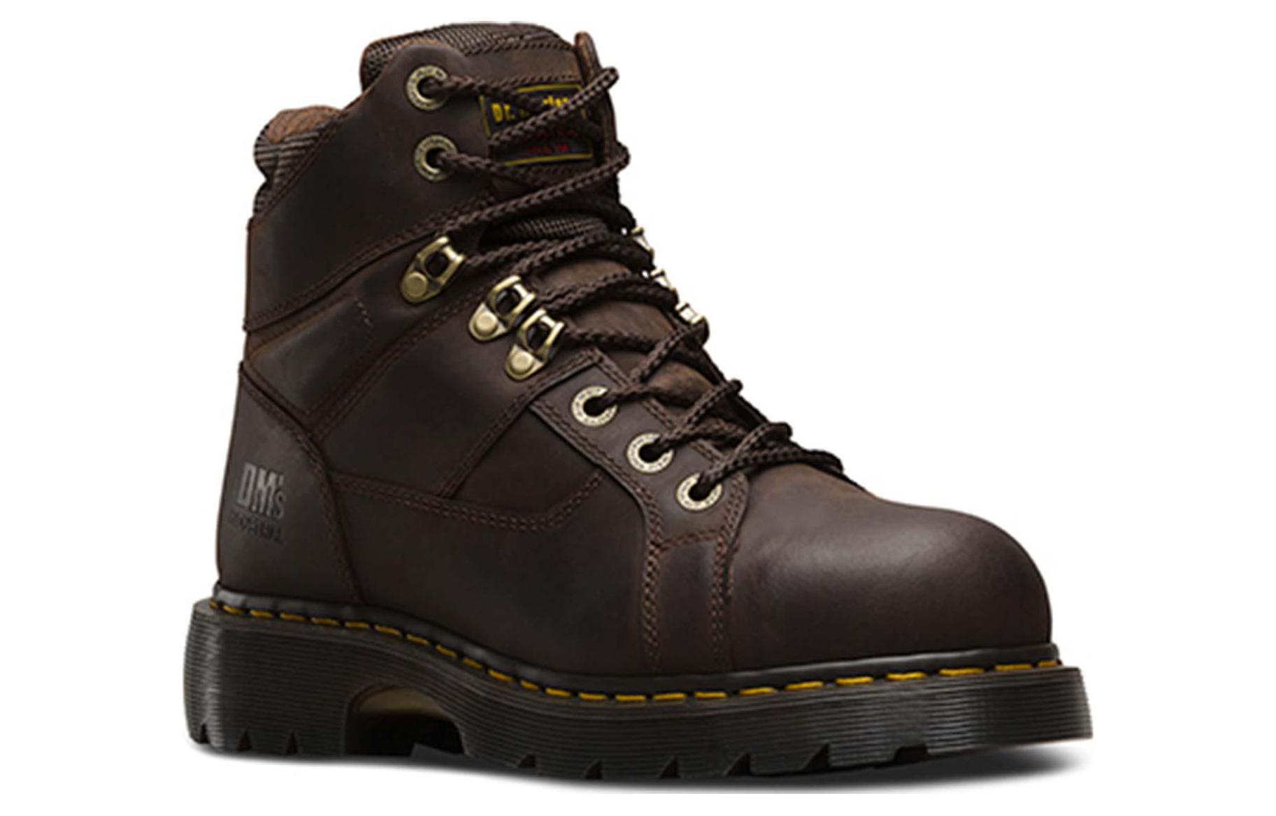 Dr. Martens Leather Steel Toe Lace-Up Short Boots 'Brown' 圖 3