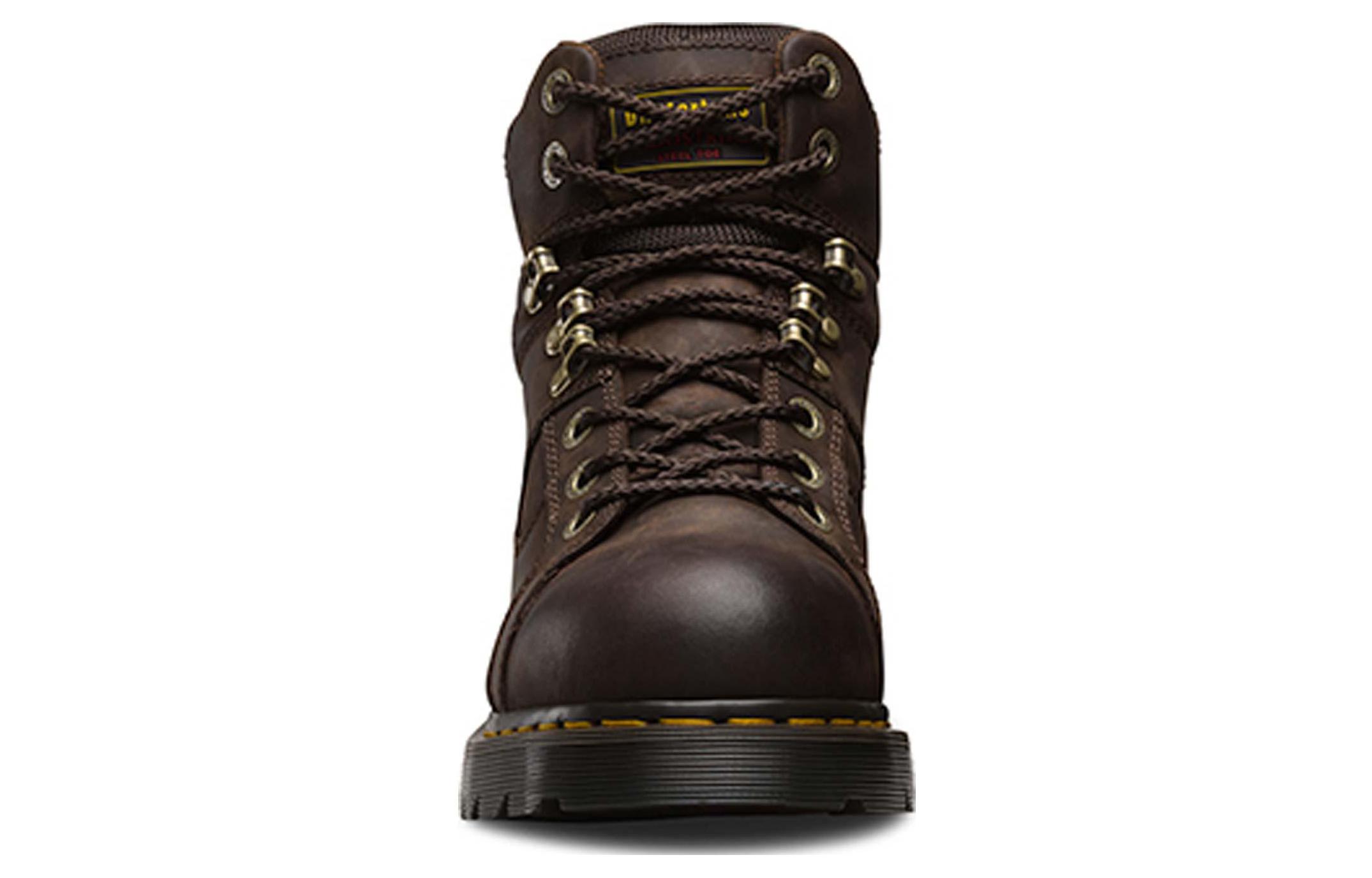 Dr. Martens Leather Steel Toe Lace-Up Short Boots 'Brown' 圖 4