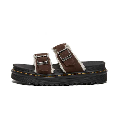 Dr. Martens Myles 'Deep Brown Suede Buckle Platform Sandals'