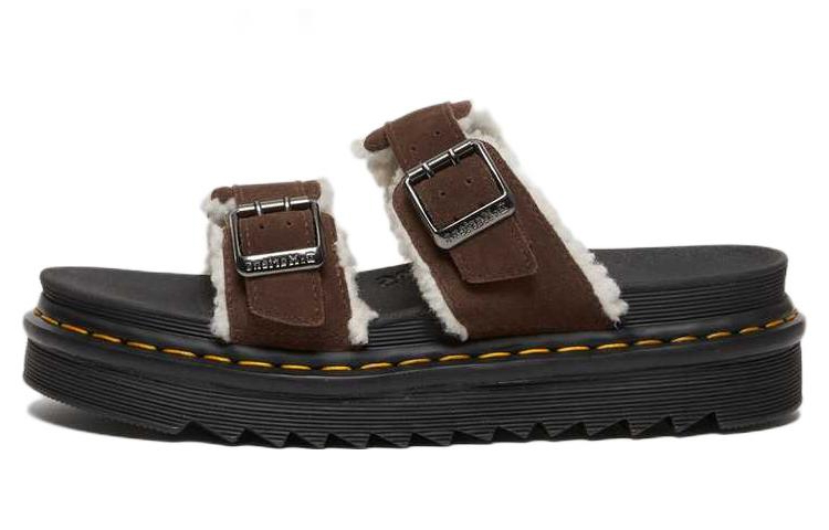 Dr. Martens Myles 'Deep Brown Suede Buckle Platform Sandals' 27771201