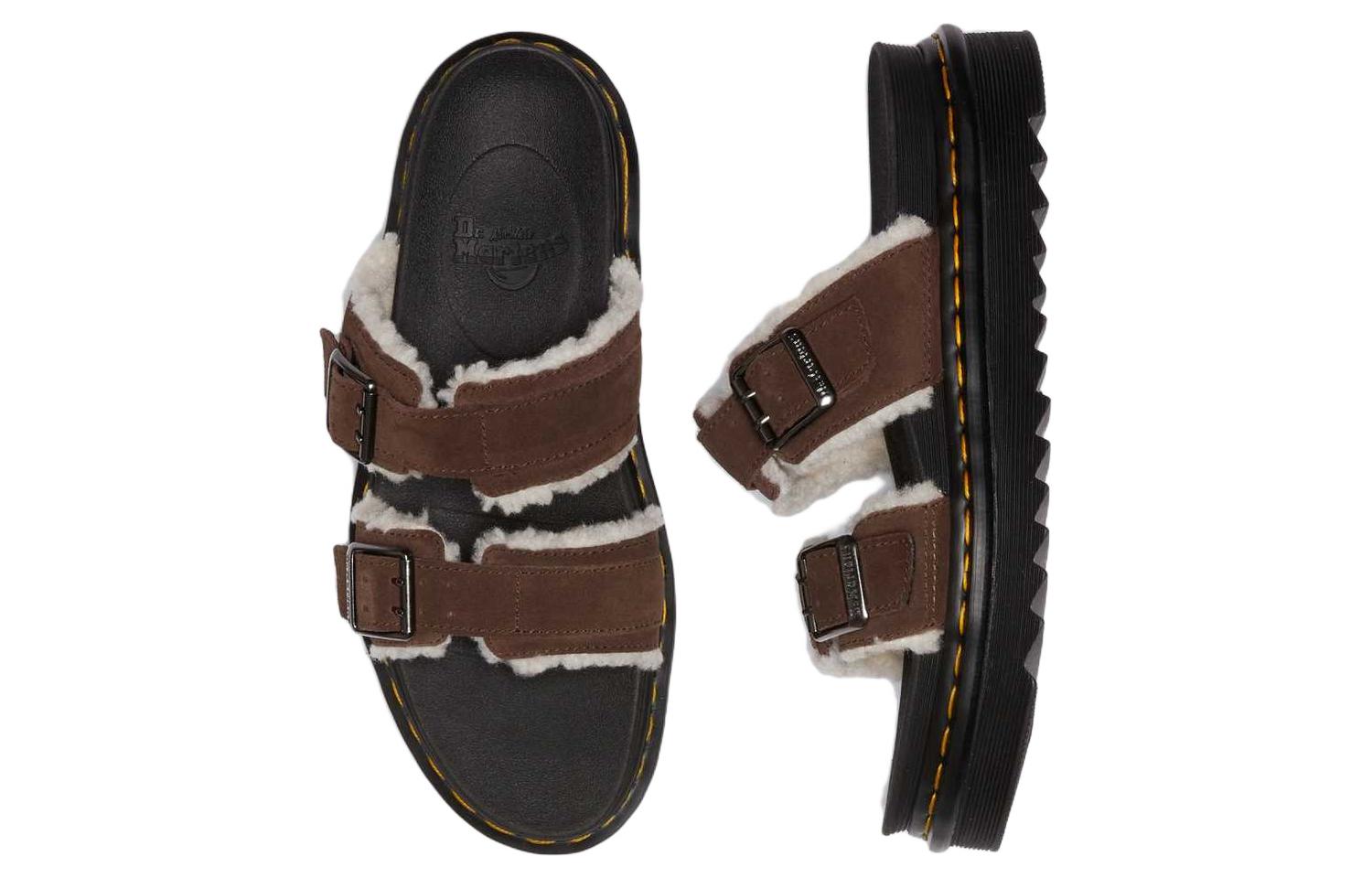 Dr. Martens Myles 'Deep Brown Suede Buckle Platform Sandals' 圖 4