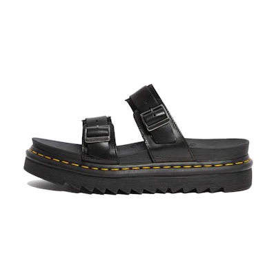 Dr. Martens Myles Brando Leather Buckle Slide Sandal 'Black'