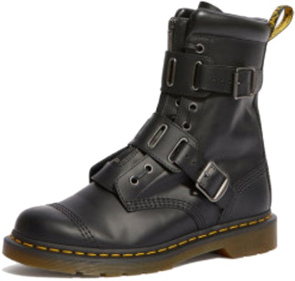 Dr. Martens Quynn Smooth Leather Buckle Lace Up Boots 'Black' 25601001 Order Dr. Martens Quynn Smooth Leather Buckle Lace Up Boots 'Black' 25601001