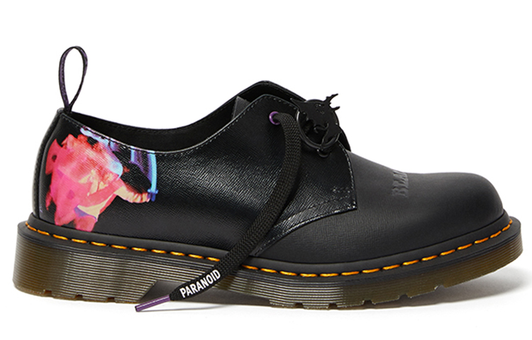 Order 黑色安息日 x Dr.Martens 馬汀博士 聯名款1461 復古光面皮革印花三孔馬丁靴 黑色 男女適用