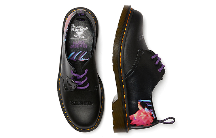 Shop 黑色安息日 x Dr.Martens 馬汀博士 聯名款1461 復古光面皮革印花三孔馬丁靴 黑色 男女適用