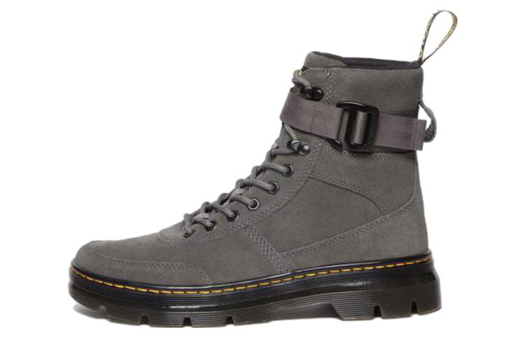 Dr. Martens Smooth Round Toe Lace-Up Flat Short Boots 'Grey'