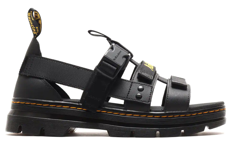 Dr. Martens Tract Pearson Wear-Resistant Cozy Webbing Sports Unisex Black Sandals 圖 2