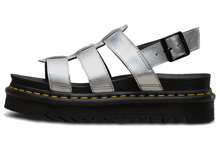 Dr. Martens Yelena 'Silver Buckle Fashion Sandal'