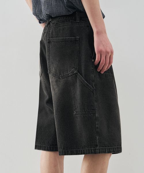 Lookbook DRAW FIT [DRAW FIT X DAILY ROOM] Robust Bermuda Wide Denim Pants [Black] DFDN5203BK